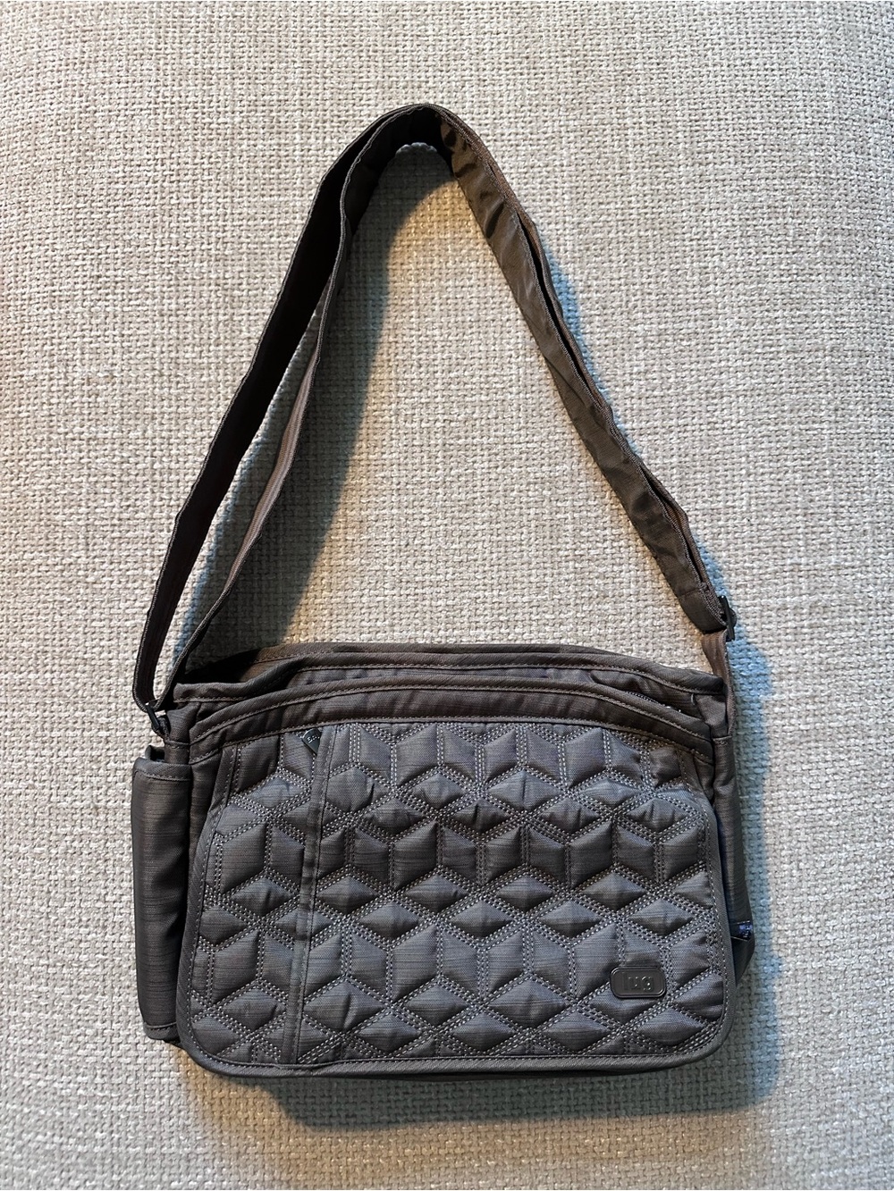 Lug Quilted Gray Crossbody Bag